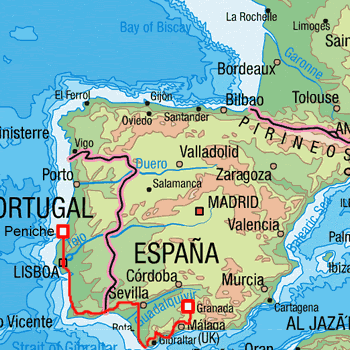 map route Portugal and Spain