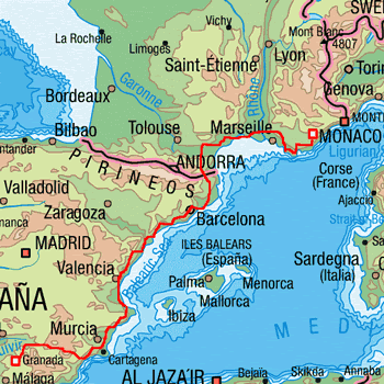 map route Spain and France