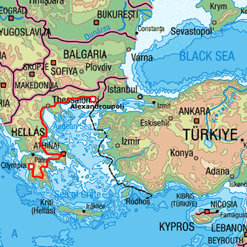map route Greece
