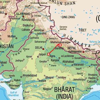 map route India and Nepal