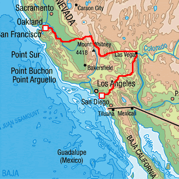 map route California USA