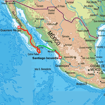 map route Baja California Mexico
