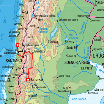 map route Argentina and Chile