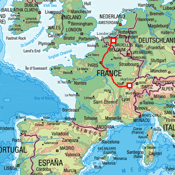 map route Belgium and France