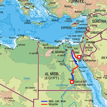map route Egypt