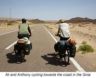 ali and anthony cycling the sinai, Egypt