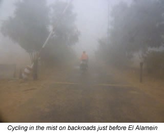 cycing in Egypt in the mist