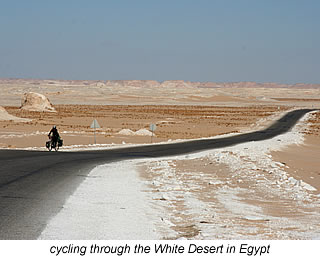 cycling through the White Desert in Egypt