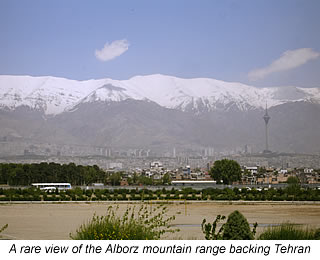 view of Alborz mountain range in Tehran, Iran