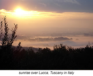 sunrise over Lucca, tuscany Italy