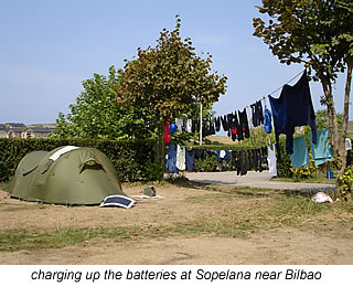 camping at Sopelana Bilbao Spain solar panel  charging  battery