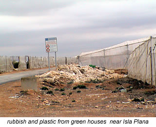 rubbish from plastic greenhouses  near Isla Plana in  Spain