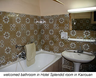 typical bathroom in tunisian hotel in Kairouan