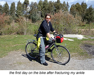 day one on the bike after fracturing ankle Selcuk